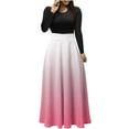 thumbnail image 1 of Kaemgyyd Fall Dresses for Women Casual Long Sleeve Loose Maxi Dresses Fashion Gradatio Crewneck Pleated Flowy Dresses, 1 of 5