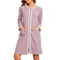 thumbnail image 1 of Kaemgyyd Fall Robes for Women Lightweight Zipper Front Bathrobe Long Sleeve House Coat Nightgown with Pockets Soft Loungewear, 1 of 5
