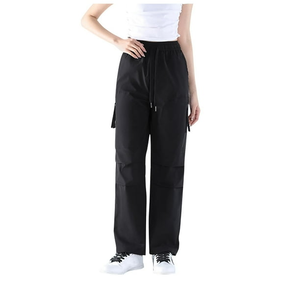 Kaemgyyd Fall Womens Cargo Pants with Pockets Lightweight Solid Color Work Pants for Hiking Travel Outdoor All Season