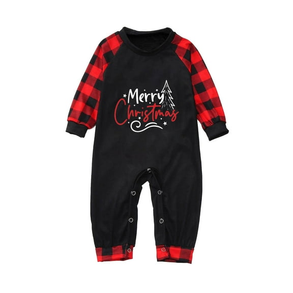 Kaemgyyd Family Christmas Pjs Matching Sets Long Sleeve Crew Neck Top and Plaid Bottom Trendy Sleepwear Loungewear 2 Piece Outfit