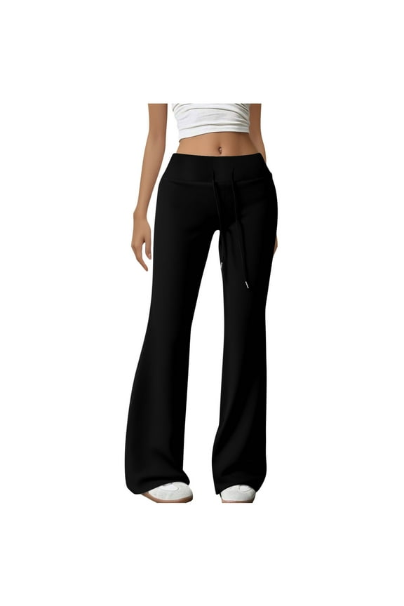 Flare Sweatpants for Women Elastic High Waisted Drawstring Bell Bottom Leggings Casual Bootcut Yoga Pants