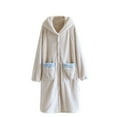 thumbnail image 1 of Kaemgyyd Fleece Button down Robes for Women Hooded Plush Warm Long Bathrobe Loungerwear with Pockets Fuzzy Housecoat, 1 of 5