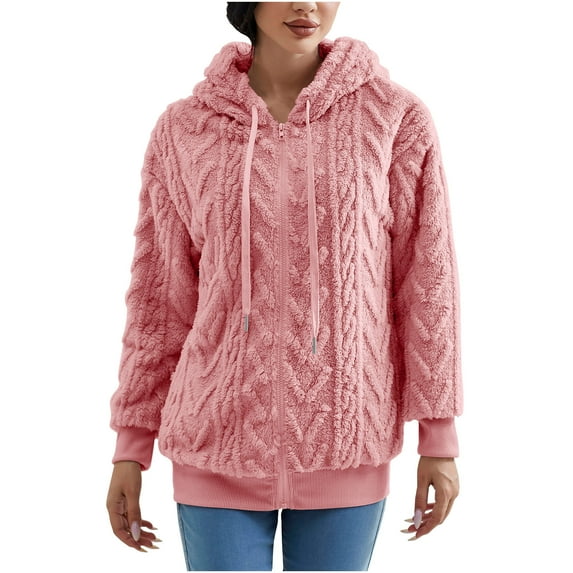 Kaemgyyd Fleece Lined Sweatshirt for Women Sherpa Fuzzy Zip up Hoodies Casual Warm Long Sleeve Drawstring Coat Outwear