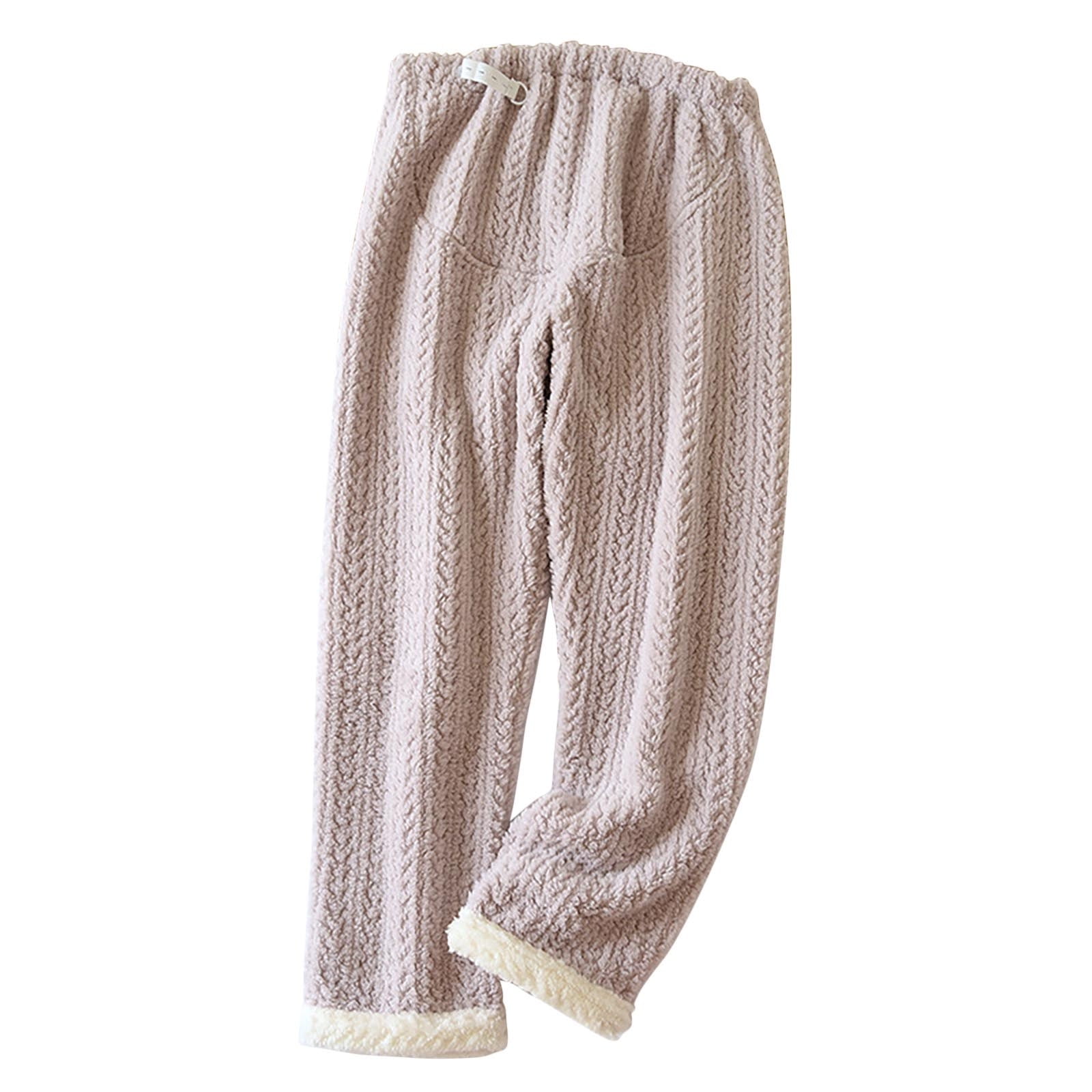 Kaemgyyd Fleece Pajama Pants for Women Plush Fuzzy Adjustable Waist ...