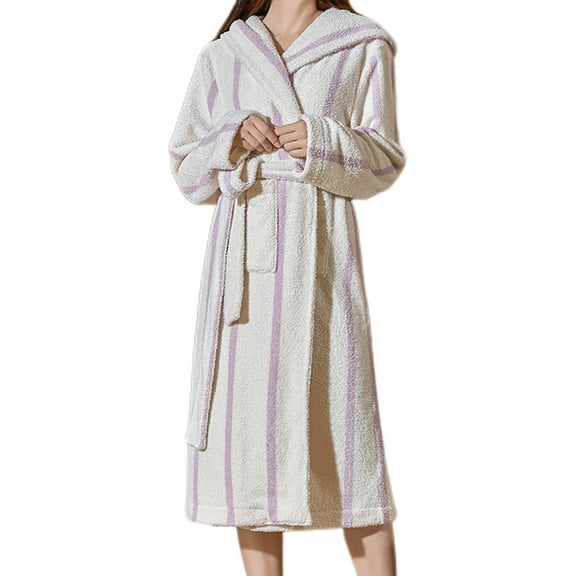 Kaemgyyd Fleece Robe for Women Soft Cozy Plush Fuzzy Bathrobe with Pockets Winter Warm Lightweight Long Sleeve Midi Sleepwear