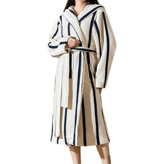 Kaemgyyd Fleece Robe for Women Soft Cozy Plush Fuzzy Bathrobe with Pockets Winter Warm Lightweight Long Sleeve Midi Sleepwear