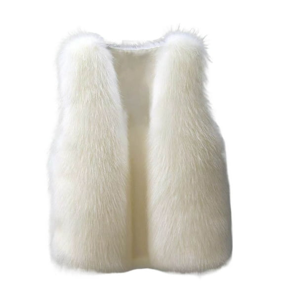 Kaemgyyd Fleece Vests for Women Winter Open Front Coat Plus Size Soft Plush Fuzzy Jacket Casual Sleeveless Outerwear