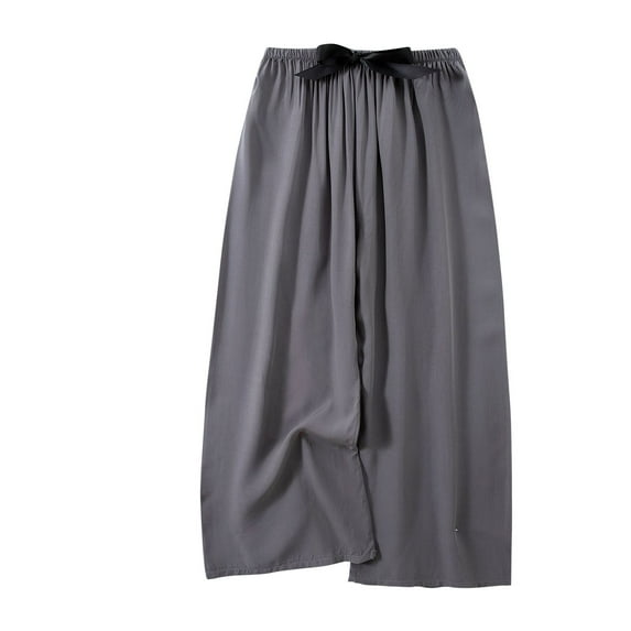 Kaemgyyd Flowy Pants for Women Elasitc High Waist Pajamas Trousers Lounge Comfy Palazzo Beach Pants Wide Leg Cute Sleepwear