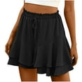 thumbnail image 1 of Kaemgyyd Flowy Shorts for Women Cute Boho Ruffle Tiered Beach Vaction Shorts Trendy Drawstring High Waist Mini Shorts, 1 of 7