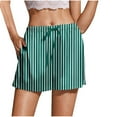 thumbnail image 1 of Kaemgyyd Flowy Shorts for Women Cute Stripes Stain Pj Bottoms Lounge Elastic Waist Drawstring Silk Sleep Shorts with Pockets, 1 of 5