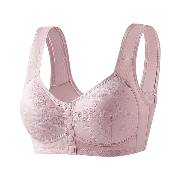 Kaemgyyd Front Closure Bras for Women Plus Size No Underwire Padded Wireless Bralette Supportive Lace Full Coverage Bra