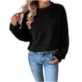thumbnail image 1 of Kaemgyyd Fuzzy Fleece Tops for Women Cozy Winter Warm Sherpa Pullover Casual Solid Color Long Sleeve Fashion Tops, 1 of 7