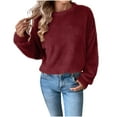thumbnail image 1 of Kaemgyyd Fuzzy Fleece Tops for Women Cozy Winter Warm Sherpa Pullover Casual Solid Color Long Sleeve Fashion Tops, 1 of 7