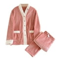 thumbnail image 1 of Kaemgyyd Fuzzy Pajamas Set for Women Warm and Cozy Button down Tops with Long Pants Plush Fleece Winter Sleepwear Set, 1 of 4