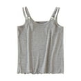 thumbnail image 1 of Kaemgyyd Girl's Cami Tops Comfy Stretchy Ruffle Trim Cute Camisole Spaghetti Strap Fitted Ribbed Shirt Summer Clothes 3-14 Years, 1 of 3