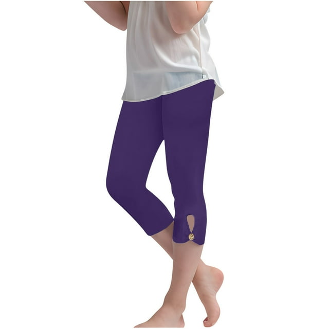 Kaemgyyd Girls' Capri Leggings Comfortable Full Length Basic Pants Toddler Stretchy Soft Footless Tights 3-14 Years