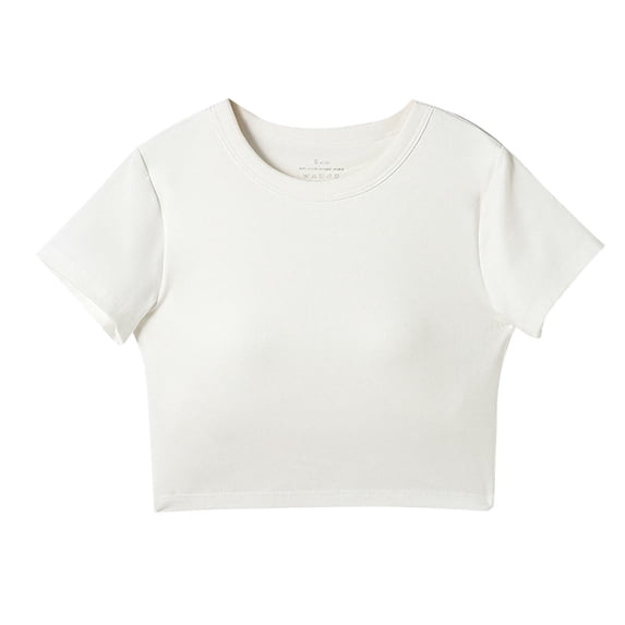 Kaemgyyd Girls Crop Tops Stretchy Crewneck Short Sleeve Workout Shirt Basic Slim Fitted Casual Tee Children Teens Clothes