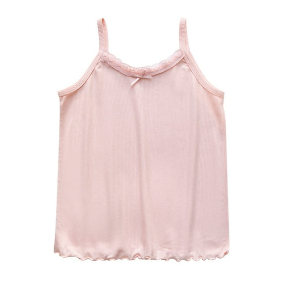 Kaemgyyd Girls Kids Tank Top Camisole Cotton Soft Lace Crew Neck Dance Undershirts Baby Toddler Sleeveless Cute Comfort Shirt 3-14 T