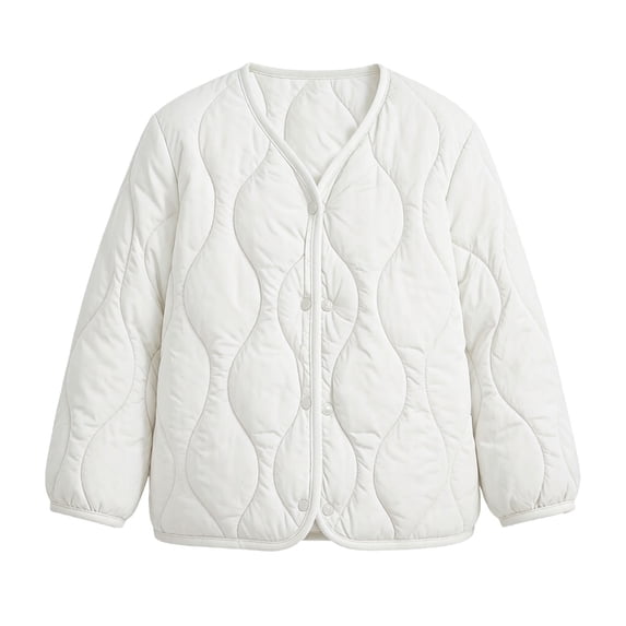 Kaemgyyd Girls Puffer Jacket Lightweight Button down Coat V Neck Tops Autumn and Winter Long Sleeve Outwear for 1-8 Years