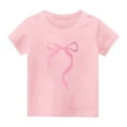 thumbnail image 1 of Kaemgyyd Girls T Shirts Cute Bow Graphic Short Sleeve Summer Tee Fashion Crewneck Tops for Toddler 2-14 Years, 1 of 3