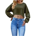 thumbnail image 1 of Kaemgyyd Going out Tops for Women Fall Fashion Clothing Ribbed Long Sleeve Crop Shirt Solid Knit Pullover Trendy Blouse, 1 of 6