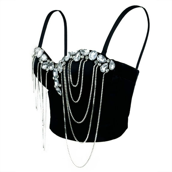 Kaemgyyd Going out Tops for Women Fashion Sleeveless Sequin Sparkly Corset Top for Women Comfy Slimming Shapewear for Party