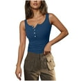 thumbnail image 1 of Kaemgyyd Going out Tops for Women Sleeveless Henley Tank Tops Ribbed Slim Fit Fashion T Shirts Summer Casual Clothes, 1 of 7