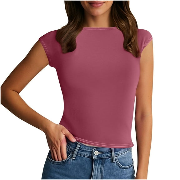 Kaemgyyd Going out Tops for Women Summer Slim Fit Workout T Shirts Beach Vacation Outfits Spring Fashion Clothes