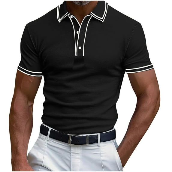Kaemgyyd Golf Shirts for Men Casual Color Block Short Sleeve Button Tshirts Performance Classic Collared Work Business Top