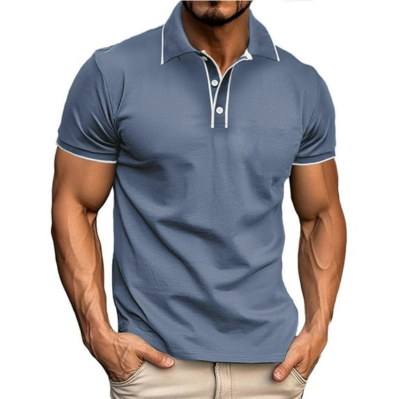 Kaemgyyd Golf Shirts for Men Fashion Color Block Stretch Work Tee Casual Button Collar Short Sleeve Summer Clothes