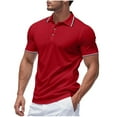 thumbnail image 1 of Kaemgyyd Golf Shirts for Men Solid Color Performance Breathable Collared Top Lightweight Striped Button Short Sleeve Tee, 1 of 7