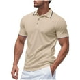 thumbnail image 1 of Kaemgyyd Golf Shirts for Men Solid Color Performance Breathable Collared Top Lightweight Striped Button Short Sleeve Tee, 1 of 7