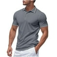 thumbnail image 1 of Kaemgyyd Golf Shirts for Men Solid Color Performance Breathable Collared Top Lightweight Striped Button Short Sleeve Tee, 1 of 7