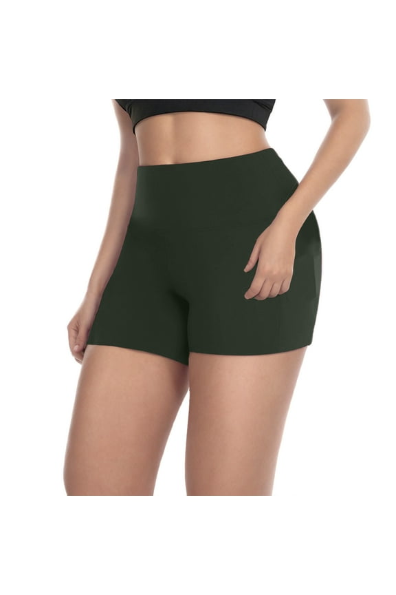 Gym Shorts Women Plus Size High Waist Soft Workout Yoga Shorts Breathable Solid Active Running Dance Hot Pants with Pockets