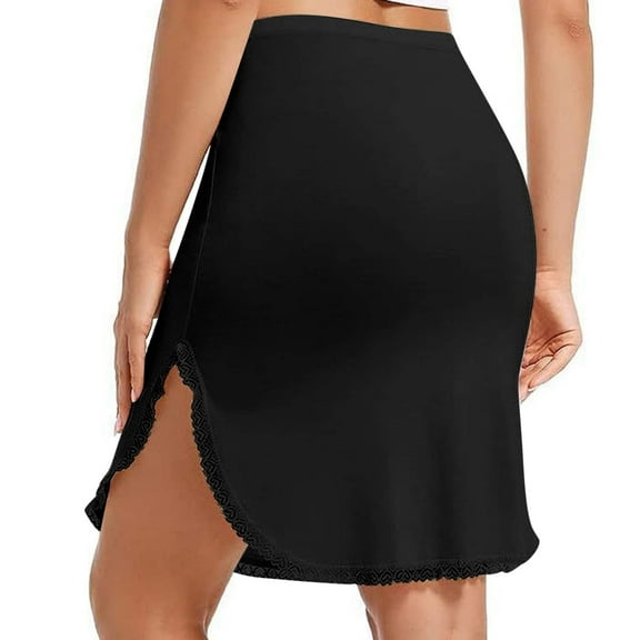 Kaemgyyd Half s for Women Underskirt Short Mini Skirt with Slit Soft Comfy Knee Skirt for Wedding Party