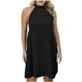 thumbnail image 1 of Kaemgyyd Halter Dresses for Women Casual Solid Color Loose Mini Dresses Flowy Baggy A-Line Beach Vacation Dress, 1 of 5