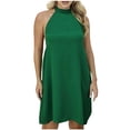 thumbnail image 1 of Kaemgyyd Halter Dresses for Women Casual Solid Color Loose Mini Dresses Flowy Baggy A-Line Beach Vacation Dress, 1 of 5