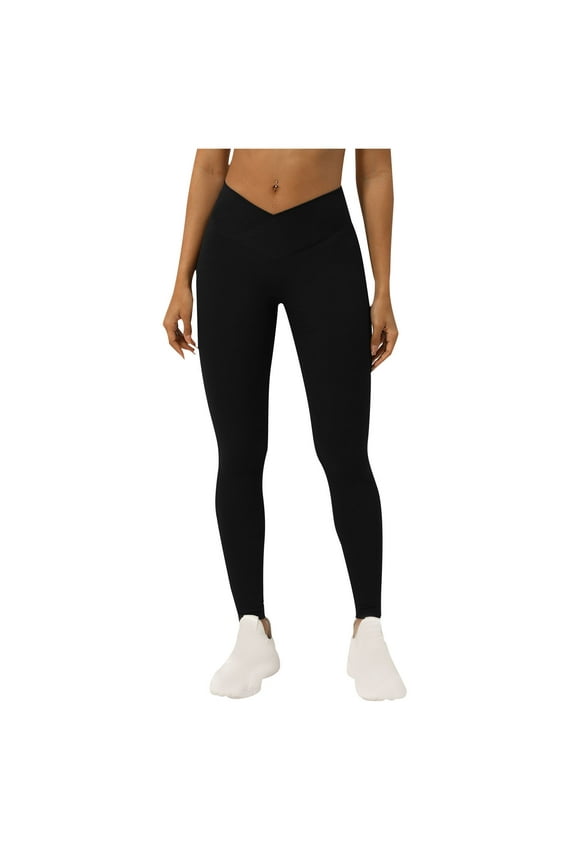 High Waisted Leggings for Women Fashion Butt Lift Yoga Pants V Crosser Non See-Through Workout Running Tights