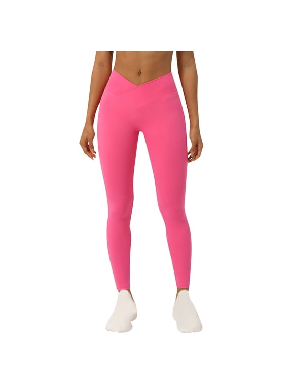 High Waisted Leggings for Women Fashion Butt Lift Yoga Pants V Crosser Non See-Through Workout Running Tights