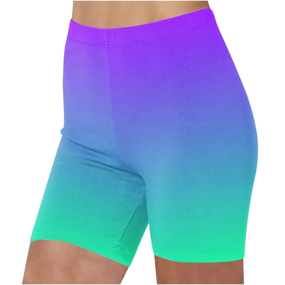 Kaemgyyd High Waisted Yoga Biker Shorts Plus Size Fashion Gradation Butt Lifting Workout Gym Shorts Beach Vaction Clothes for Women