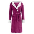 thumbnail image 1 of Kaemgyyd Hooded Robes for Women Sherpa Fleece Belted Shower Bathrobes Lightweight Soft Winter Sleepwear with Pockets, 1 of 6