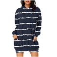thumbnail image 1 of Kaemgyyd Hoodies Dress for Women Casual Loose Long Sleeve Sweatshirts Mini Dress Color Block Tunic Dress with Pocket, 1 of 6