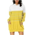 thumbnail image 1 of Kaemgyyd Hoodies Dress for Women Casual Loose Long Sleeve Sweatshirts Mini Dress Color Block Tunic Dress with Pocket, 1 of 5