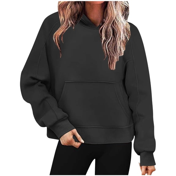 Kaemgyyd Hoodies for Women Fall Winter Trendy Casual Sweatshirts Loose Solid Color Fleece Lined Long Sleeve Pullover with Pockets
