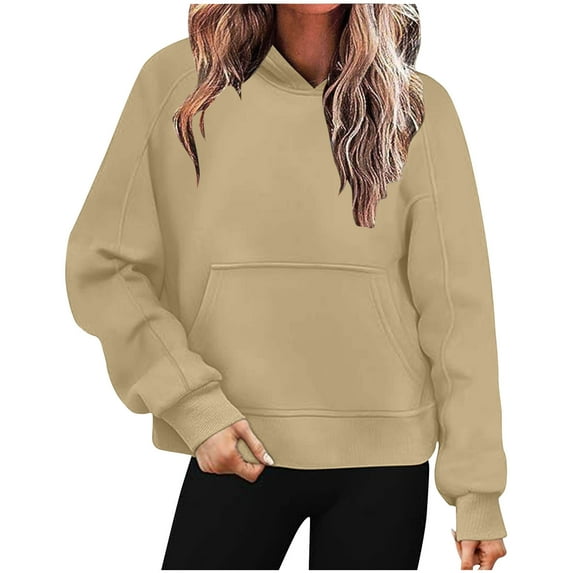 Kaemgyyd Hoodies for Women Fall Winter Trendy Casual Sweatshirts Loose Solid Color Fleece Lined Long Sleeve Pullover with Pockets