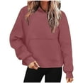 thumbnail image 1 of Kaemgyyd Hoodies for Women Fall Winter Trendy Casual Sweatshirts Loose Solid Color Fleece Lined Long Sleeve Pullover with Pockets, 1 of 7