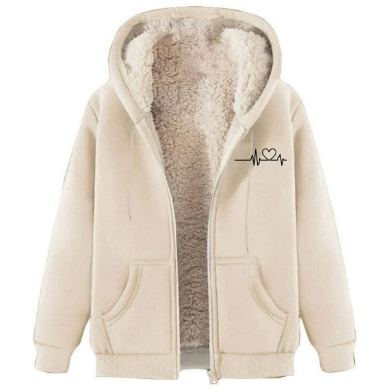Kaemgyyd Hoodies for Women Winter Fleece Lined Thermal Warm Sweatshirt Full Zip up Thick Long Sleeve Hooded Jacket Outwear