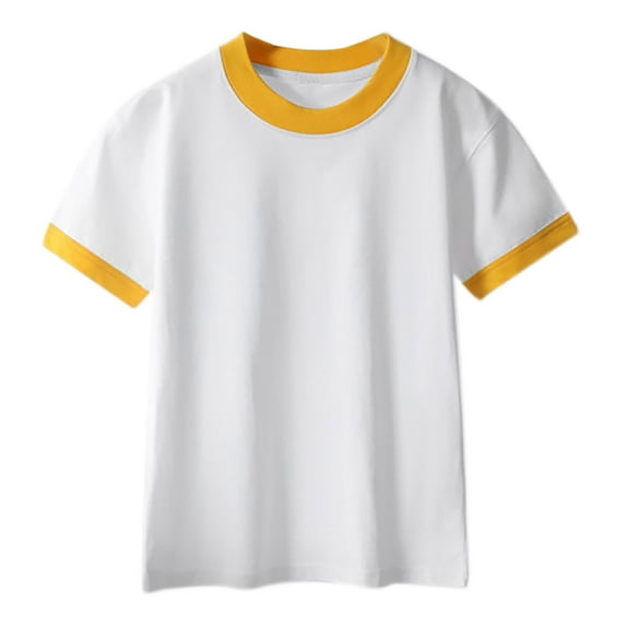 Kaemgyyd Infant Baby Boys Outfit T-Shirt Unisex Toddler Girls Short Sleeve Crew Neck Tee Casual Basic Color Block Tops 2-13 Years