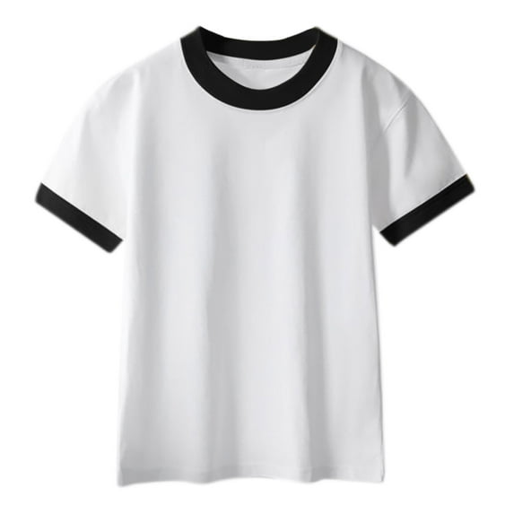 Kaemgyyd Infant Baby Boys Outfit T-Shirt Unisex Toddler Girls Short Sleeve Crew Neck Tee Casual Basic Color Block Tops 2-13 Years