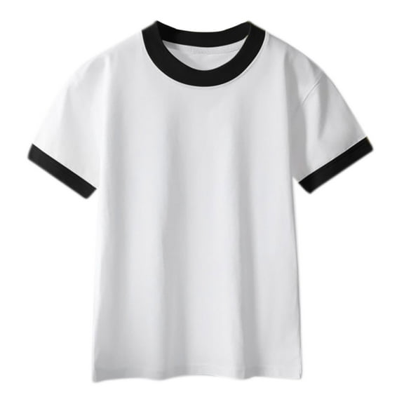 Kaemgyyd Infant Baby Boys Outfit T-Shirt Unisex Toddler Girls Short Sleeve Crew Neck Tee Casual Basic Color Block Tops 2-13 Years